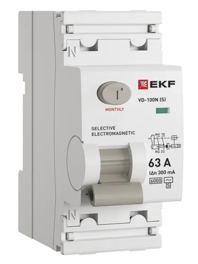 УЗО ВД-100N S 63/2 300мА, тип AC, 6кА PROXIMA EKF