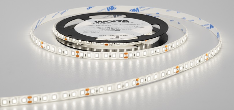 Лента LED SMD2835 12Вт 4000К 24В IP65 1600лм/м 120led/м 8мм (уп.5м) WOLTA, уп