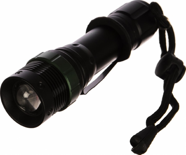 Фонарь Camelion E142 (аккум 220В, черный, 3W CREE LED, фокус, 3 реж, пластик, бокс)