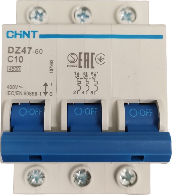 Авт. выкл.DZ47-60 3P 10A 4.5KA х-ка C