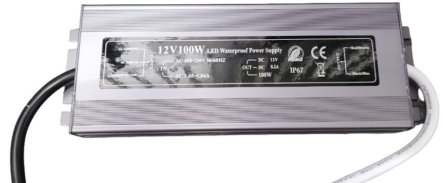 Блок питания для светодиодных лент 12V  100W IP67 Compact