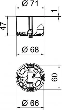 Коробка установ. для полых стен 68х47 воздухонепроницаемая HG47-L OBO Bettermann (25)
