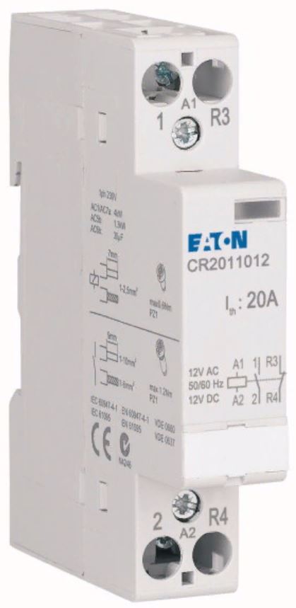 CR2011012 модульный контактор, 20a, 12v ac/dc, 1но+1нз