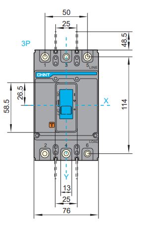 Автоматический выключатель NXM-125S 125A 25kA 3p. CHINT, 