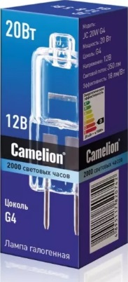 Лампа галоген.  JC G4 20W 12V Camelion
