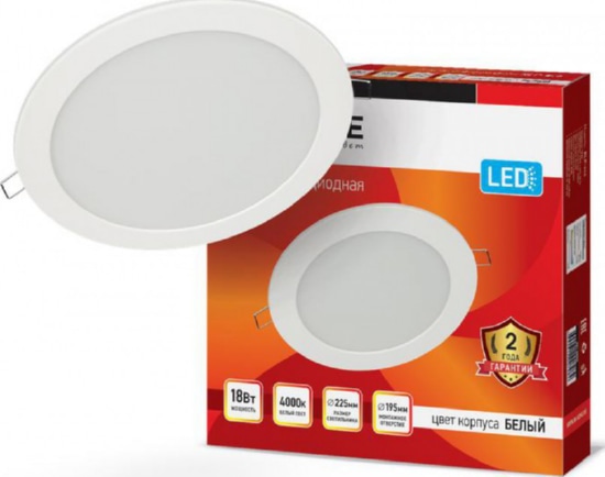 Панель LED INHOME RLP-eco 18Вт 230В 4000К 1080Лм 225/205мм белая IP40