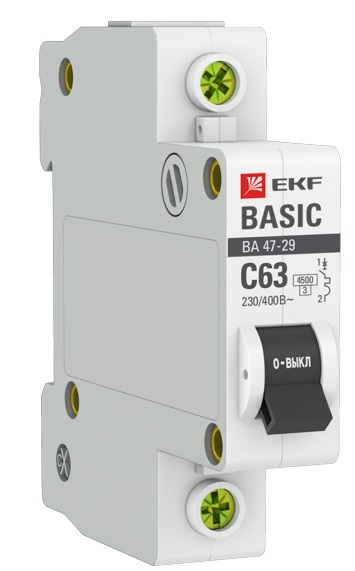 Автомат ВА 47-29 1P 63А (C) 4,5кА 230В Basic