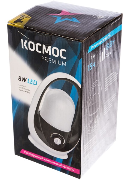 Фонарь аккум KOSMOS PREMIUM 8W LED, регулировка яркости, з/у 220/12в