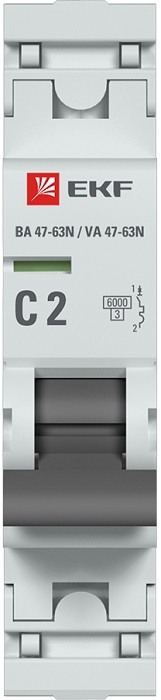 Автоматический выключатель 1P 2А (C) 6кА ВА 47-63N EKF PROxima