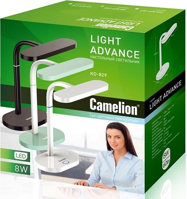 Светильник настольный Camelion KD-829  C02 чёрный LED (Свет-ник наст, 8Вт, регулировка яркости, 3 цв
