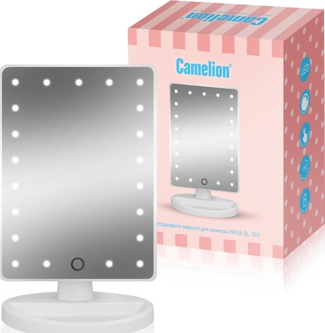 Cветильник-зеркало настольный Camelion M145-SL C01 бел. (Зеркало с LED подсветкой, 1x, дневн.свет, 5