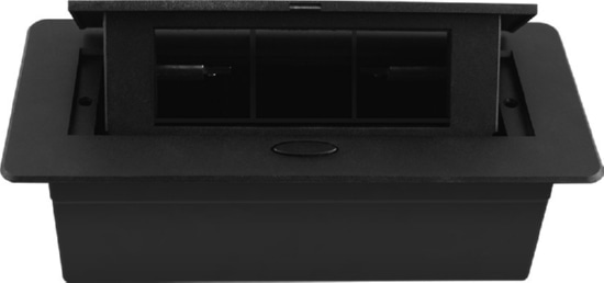 Выдвижной горизонтальный модуль в столешницу для розеток Livolo, цвет черный