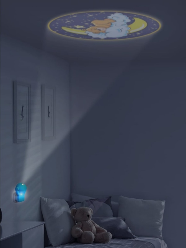 Светильник розеточный с фиксированной проекцией и датчиком освещённости,  0,5W, синий 1/100
