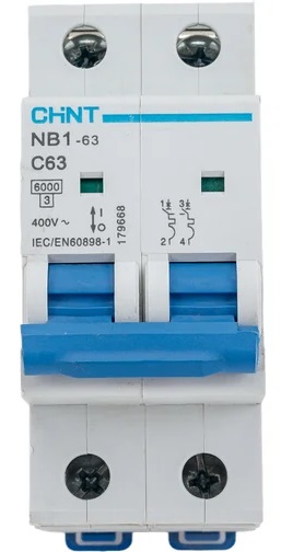 Автоматический выключатель NB1-63 C63/2 6кА CHINT