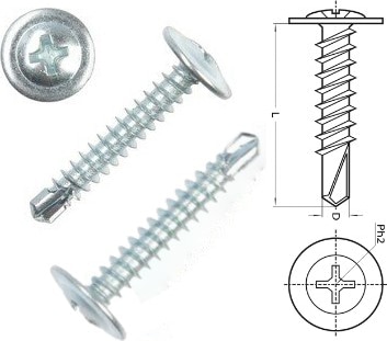 Саморез со сверлом с широкой шляпкой 4,2*32 (в уп.-500 шт.) PGB:00013111