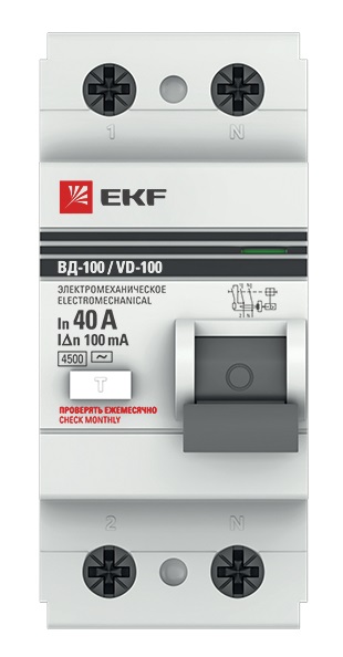 УЗО ВД-100 40/2 100мА, тип AC, 4,5кА PROXIMA EKF