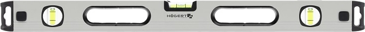 Уровень алюминиевый 120 см,  (3-х пузырьковый), вертикальный вид HOEGERT