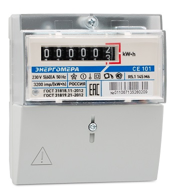 Счетчик эл. CE 101 R5.1 145 М6 230В 1ф 5-60A кт 1.0 МОУ DIN