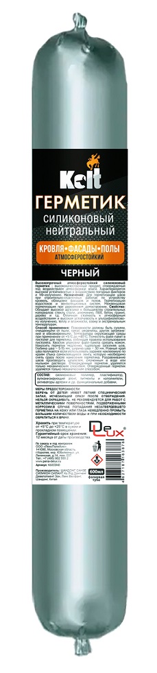 Клей-герметик силикон. нейтральный, устойчивый к атмосферным воздействиям черный 600мл KOLT