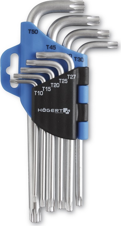 Набор Г-образных ключей TORX, Т10-Т50, 9 шт. HOEGERT