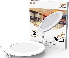 Светильник круглый LED GAUSS 12W 220V 800Lm 2700K