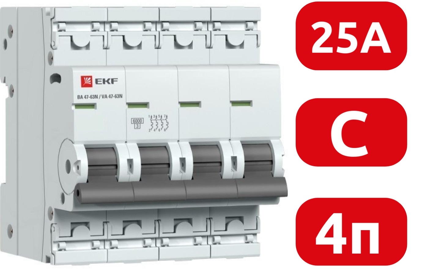 Автоматический выключатель ВА 47-63N C25/4 6кА Proxima EKF