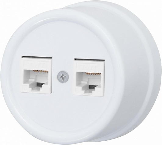 Розетка RJ-45 (2-я, cat 5e) Белый (пластик) Bironi