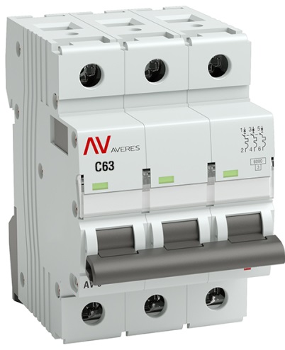 Автоматический выключатель AV-6 C63/3 6кА  AVERES EKF