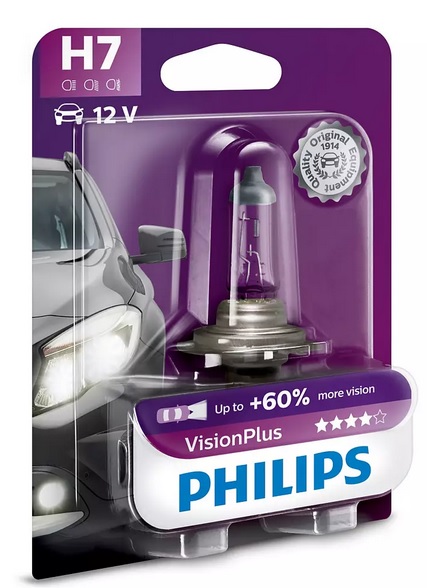 Лампа PHIL 12972VPB1 (BL) H7 VISIONPLUS+60% 12V (1bl)