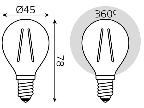 Лампа LED G45 E14 4100К 7Вт 580Лм упак.3Шт Filament Elementary Gauss