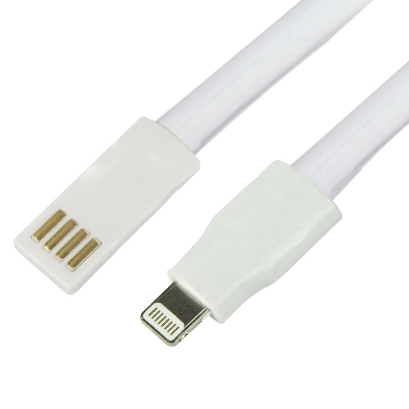 USB Кабель 8pin плоский силиконовый шнур 1 м белый REXANT