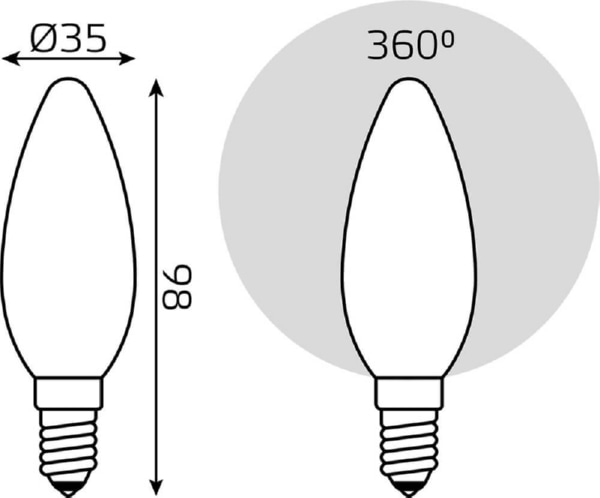 Лампа GAUSS LED Filament Свеча OPAL 5W Е14 4100К 450Lm