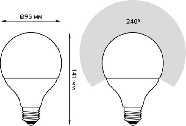 Лампа Gauss LED G95 E27 16W 1400lm 4100K 1/20