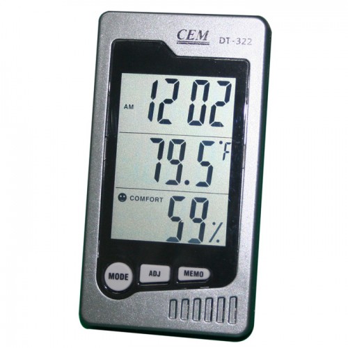 Цифровой термогигрометр DT-322  (измерение температуры и относительной влажности воздуха, часы ) СЕМ