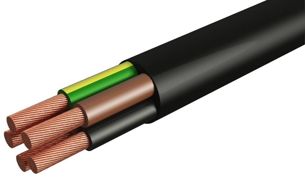 Кабель ПВС 5*0,5 380V (отмотка) черный
