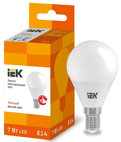 Лампа LED шар LED-G45 eco 7Вт 230В 3000К E14, 630Lm IEK