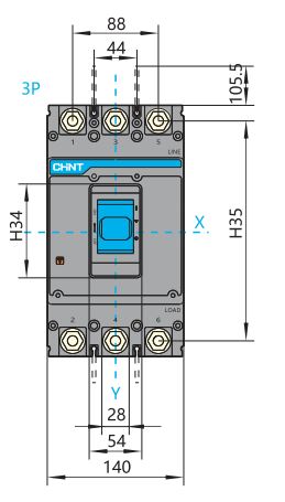 Автоматический выключатель NXM-400S 400A 50kA 3p. CHINT, 