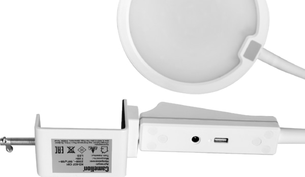 Cветильник настольный Camelion KD-837 C01 белый LED(на струбц.,7Вт,230В,450лм,сенс.рег.ярк и цвет.те