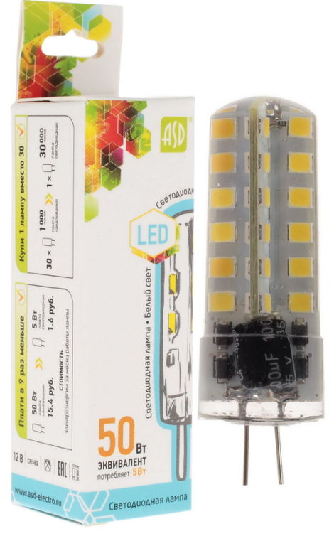 Лампа LED-JC-standard 5Вт 12В G4 4000К 450Лм ASD