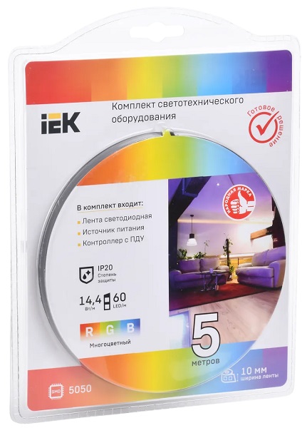 Комплект DIY (5050RGB60-14,4-IP20-12В 5м + др. + конт.) IEK