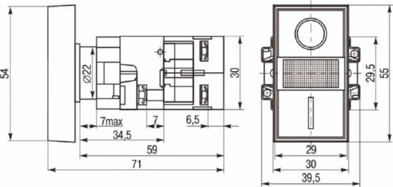 Кнопка двойная с LED подсветкой, 220V AC/DC, красный/зеленый, 1NO+1NC, плоский толкатель, металл MTB