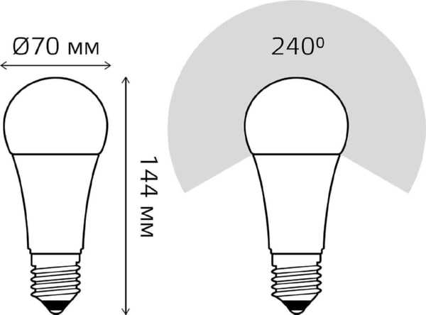 Лампа LED A70 E27 3000К 22Вт 1560Лм Gauss