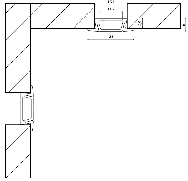 Профиль RC-2206 встраиваемый (комплект) 2м