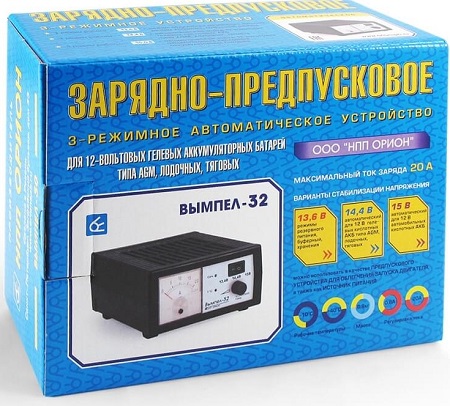 Зарядное устройство Вымпел-32(автом,0-20А,3-х реж,стрел.амп)Гелев,AGM,Лодочные,Тяговые АКБ