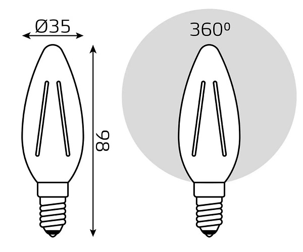 Лампа LED C35 E14 4100К 7Вт 580Лм упак. 3Шт Filament Elementary Gauss