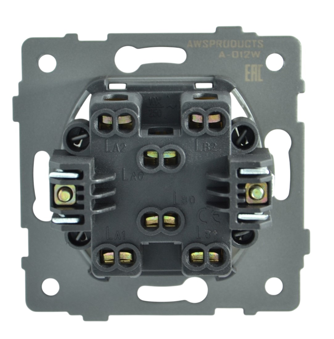 Выключатель проходной 2-кл. с подсветкой белый A-012W "Aura" AWSproducts