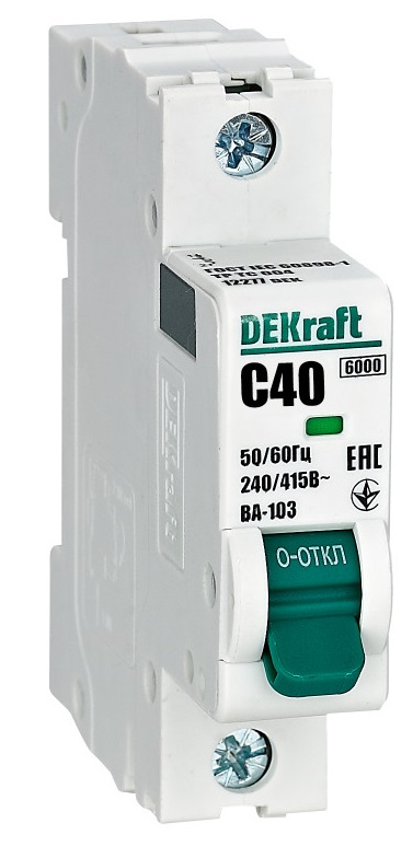 Автоматический выключатель ВА-103 C40/1 6кА Dekraft