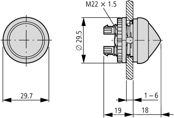 Индикатор M22-LH-R конусный красный