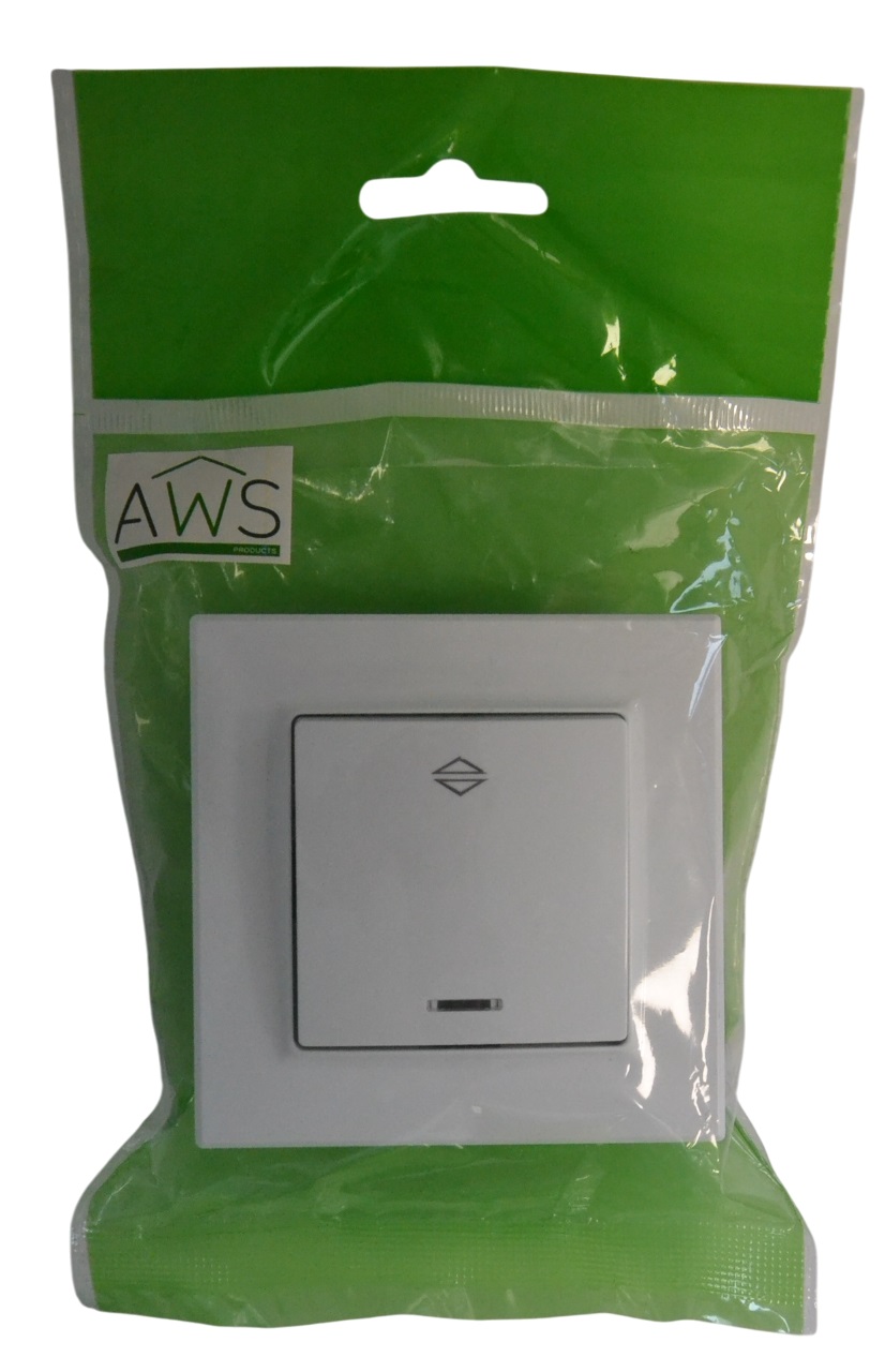 Выключатель проходной 1-кл. с подсветкой белый SD-P1004W "Standard" AWSproducts