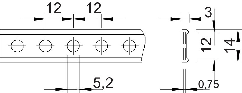 Монтажная лента OBO 5055 L PE I 14  перфорированная 14x3 мм (ПВХ) 10м OBO
